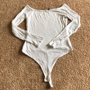 White off-shoulder bodysuit